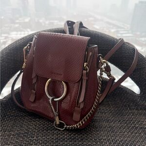 Elegant Brown Leather Chloé Mini Faye Bagpack